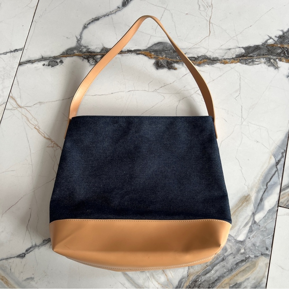Nine West True Y2K Elegant Tan and Denim Women's Shoulder Bag with phone holder